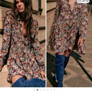 Sézane Multicolor Floral Button-Up babydoll dress